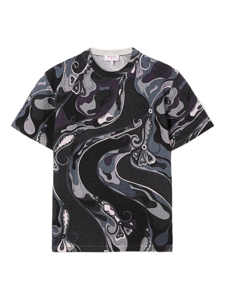  Pucci Orchidee Print Wool T-shirt - Black 