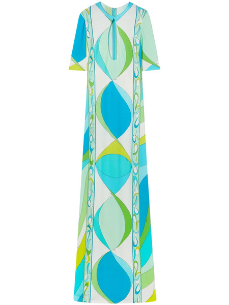  Pucci Pesci-print Cut-out Maxi Dress - Blue 