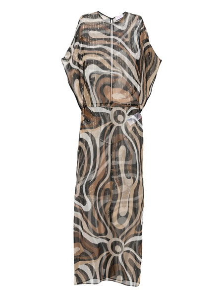  Pucci Puffy-sleeve Maxi Dress - Brown 