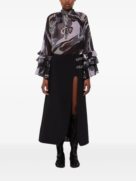  Pucci Slit Internal-print Midi Skirt - Black 