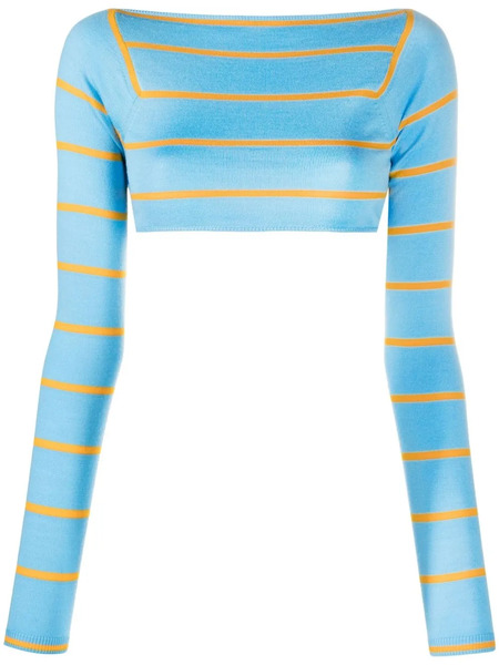  Pucci Stripe-jacquard Wool Cropped Top - Blue 