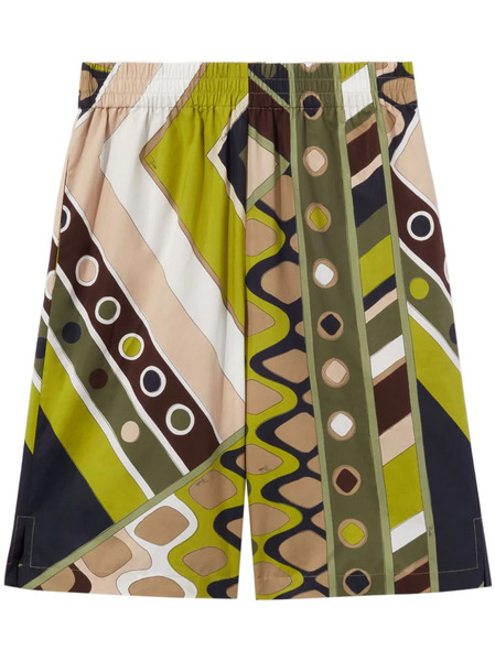  Pucci Vivara-print Cotton Shorts - Green 