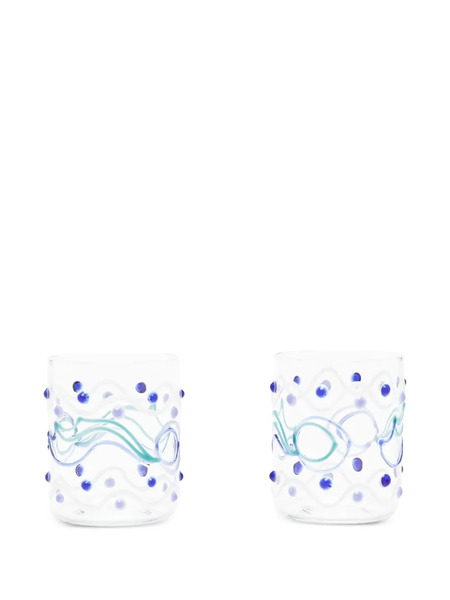  Pucci Wave-pattern Borosilicate-glass Tumblers (set Of Two) - Neutrals 