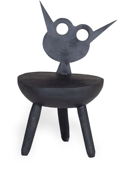  Pulpo flora, Little Monster Wood Stool - Black 