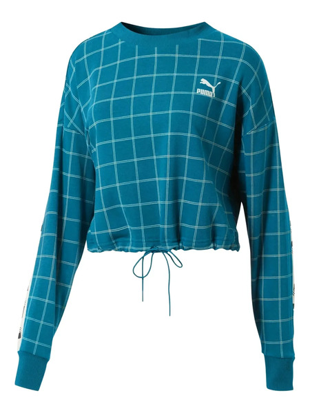  Puma Grid-pattern Drawstring-hem Sweatshirt - Blue 