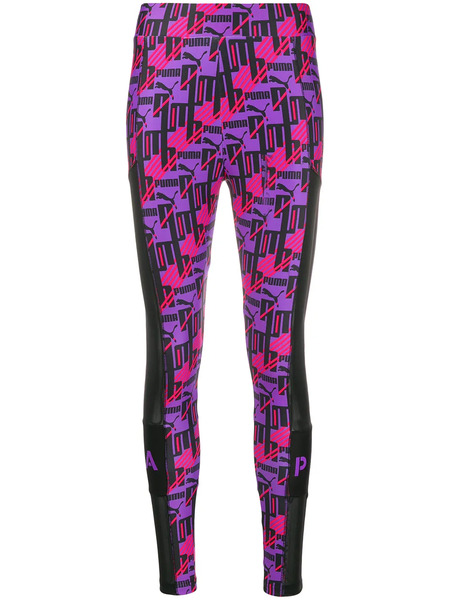  Puma Printed Mesh Panel Leggings - Purple 