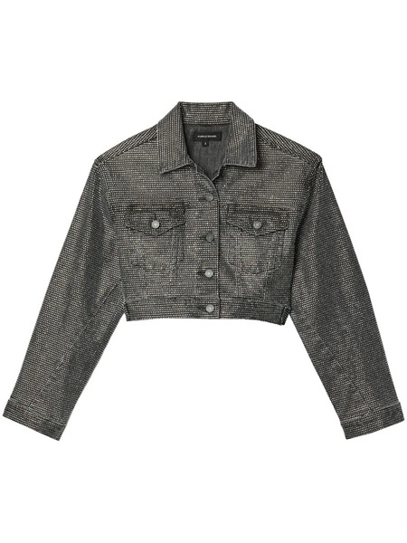  Purple Brand Twisted Hotfix Cropped Jacket - Grey 