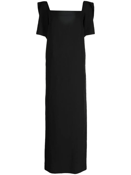  Pushbutton Bow-detailing Square-neck Dress - Black 