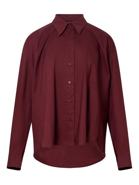  Pushbutton Buttoned Long-sleeves Blouse - Red 
