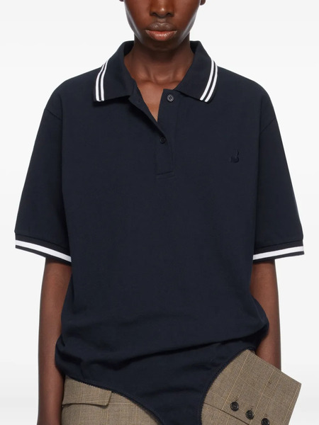  Pushbutton Cotton Polo Top - Blue 