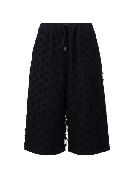  Pushbutton Drawstring Textured Shorts - Blue 