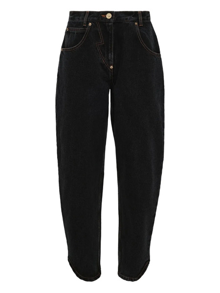  Pushbutton Illustration-appliqué Tapered Jeans - Black 