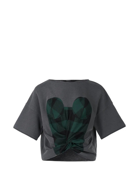  Pushbutton Knot-detail T-shirt - Grey 