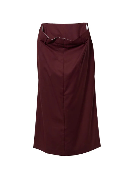  Pushbutton Pocket Midi Skirt - Red 