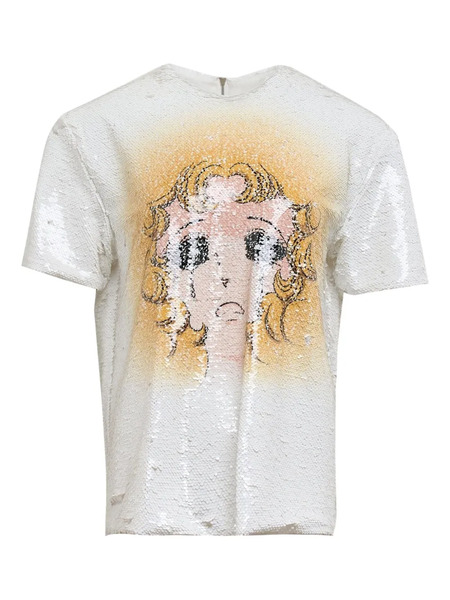  Pushbutton Sequin T-shirt - White 
