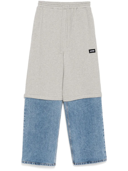  Pushbutton Shorts Layered Trousers - Grey 