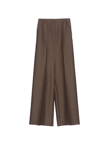  Pushbutton Zip-pocket Trousers - Brown 
