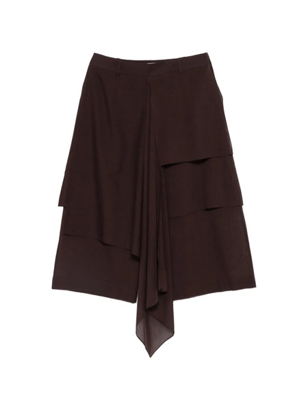  Qasimi Tiered Draped Skirt - Brown 