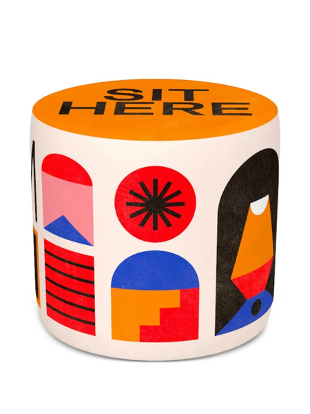  Qeeboo Geometric-print Ottoman (50cm X 50cm) - Orange 