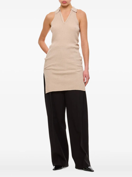  Quira Ribbed Side-slit Tank Top - Neutrals 