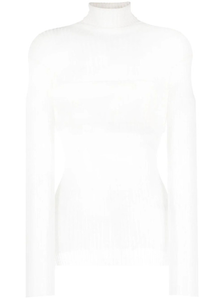  Quira Semi-sheer Ribbed-knit Top - White 