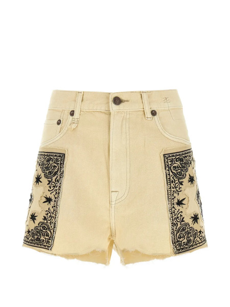  R13 Bandana-appliqué Frayed Shorts - Neutrals 