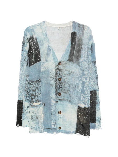  R13 Bandana-print Boyfriend Cardigan - Blue 