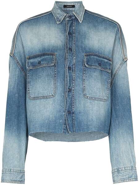  R13 Cropped Denim Shirt - Blue 