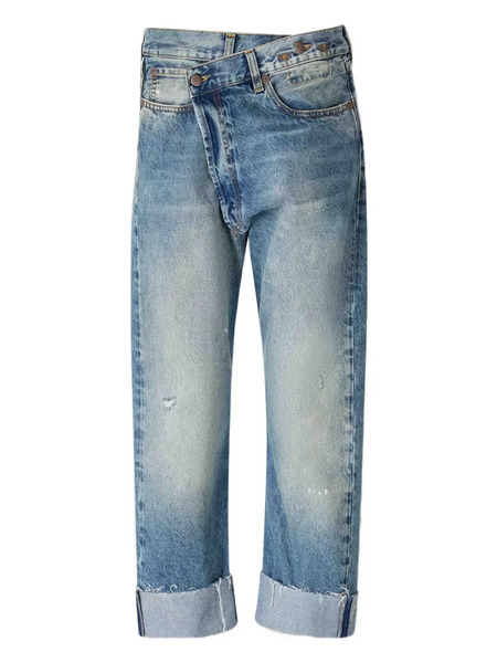  R13 Crossover Frayed Jeans - Blue 