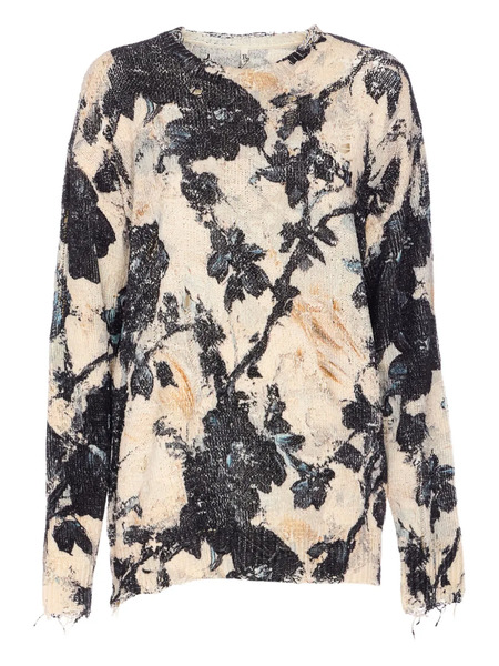  R13 Floral-print Distressed Sweatshirt - Neutrals 