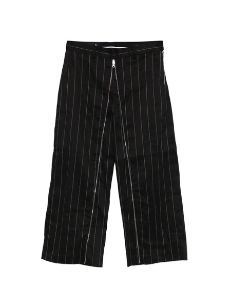  R13 Front Zip Striped Trousers - Black 