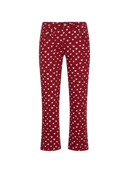  R13 Heart-print Cropped Trousers - Red 