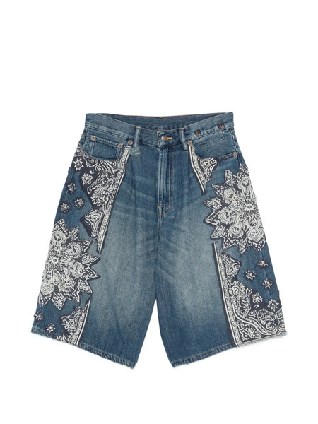 R13 Jesse Bandana-appliqué Shorts - Blue 