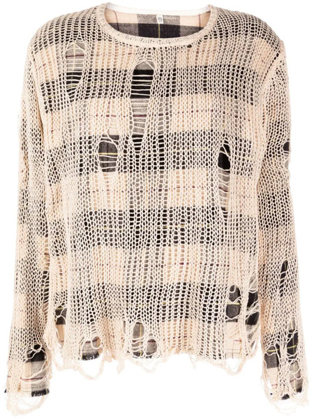  R13 Layered Cotton Jumper - Neutrals 