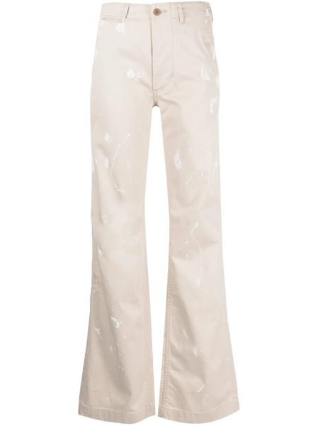  R13 Paint-splatter Flared Trousers - Neutrals 