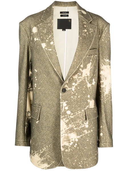  R13 Paint Splatter-print Tweed Blazer - Green 