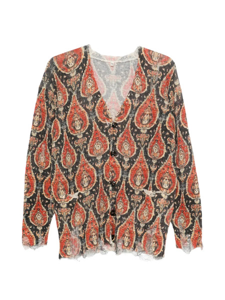  R13 Paisley Distressed Cardigan - Black 