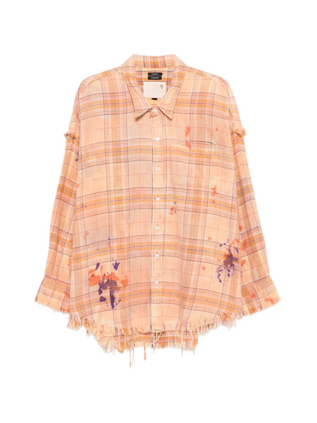  R13 Plaid Frayed Shirt - Orange 