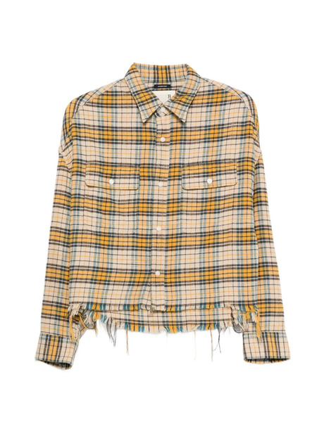  R13 Plaid Frayed Shirt - Yellow 