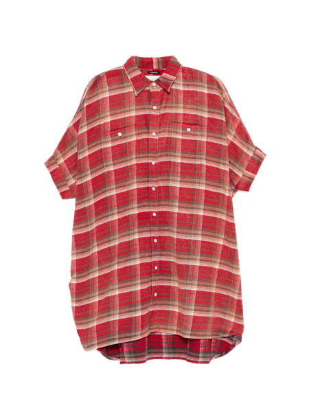  R13 Plaid Mini Shirt Dress - Red 