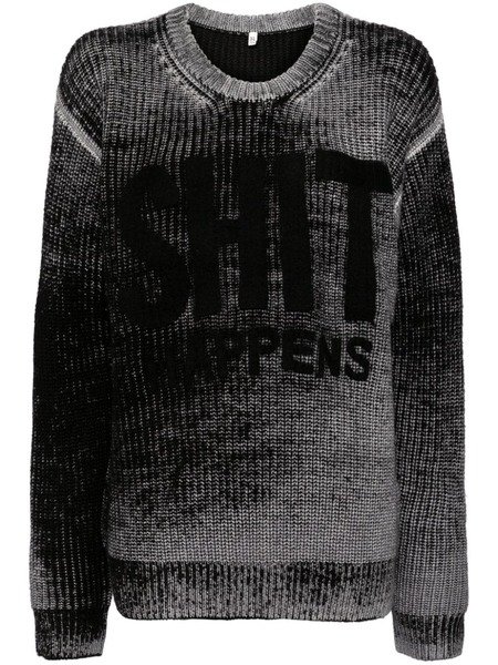  R13 Reverse-printed Wool Jumper - Black 