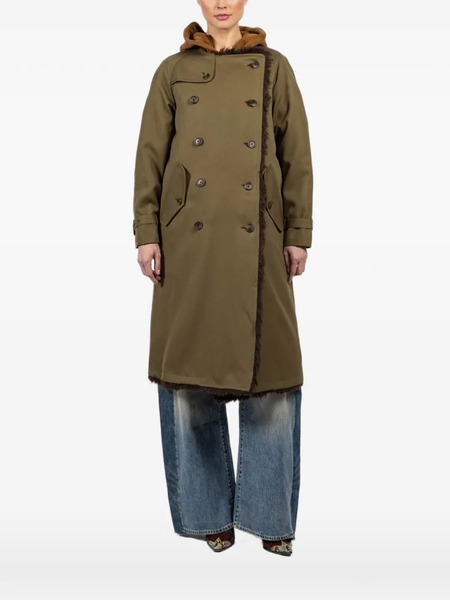  R13 Reversible Hooded Trench Coat - Green 