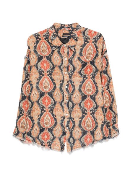 R13 Shredded Seam Patterned Shirt - Black 