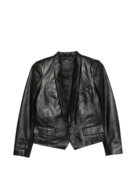  R13 Shrunken Shawl-collar Leather Blazer - Black 