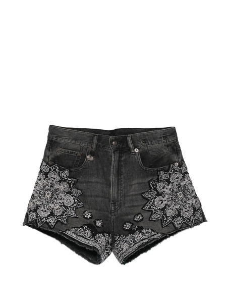  R13 X-bf Appliquéd Denim Shorts - Grey 