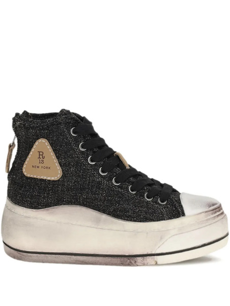  R13 Zip-detail Platform Sneakers - Black 