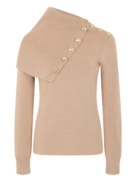  Rabanne Asymmetric Ribbed Sweater - Neutrals 