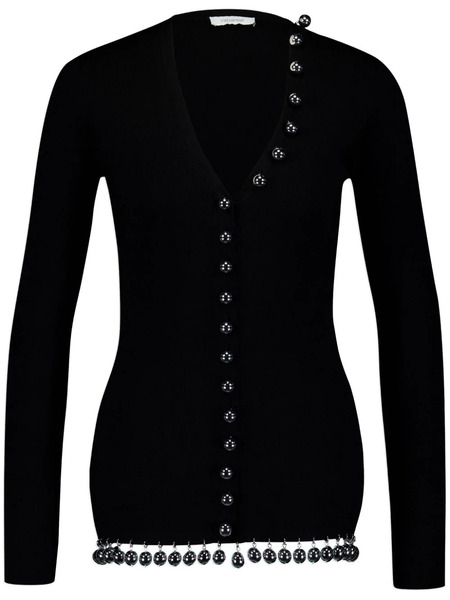  Rabanne Bead-embellished Wool Cardigan - Black 