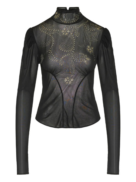  Rabanne Beaded Long-sleeved Top - Black 