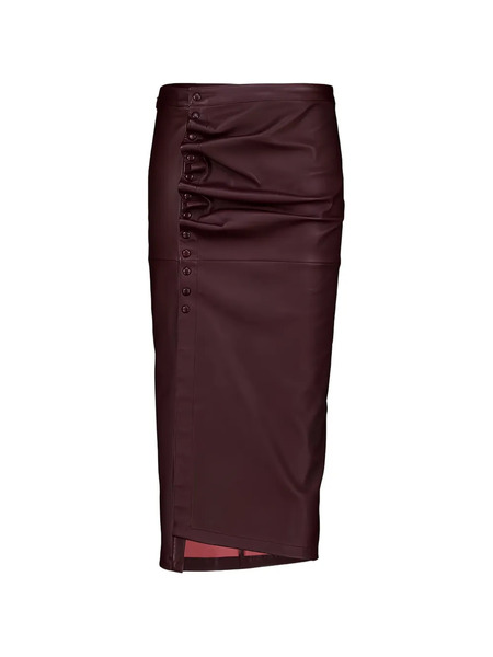  Rabanne Buttoned Leather Midi Skirt - Red 